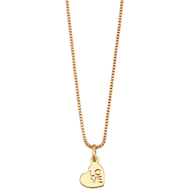 Colar com Pingente Coração Love Folheado em Ouro 18K - BELLUNO Semijoias