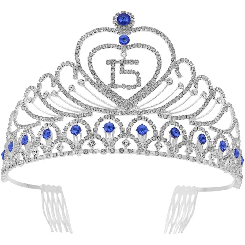 Lurrose Coroa de Aniversário de 15 Anos com Strass