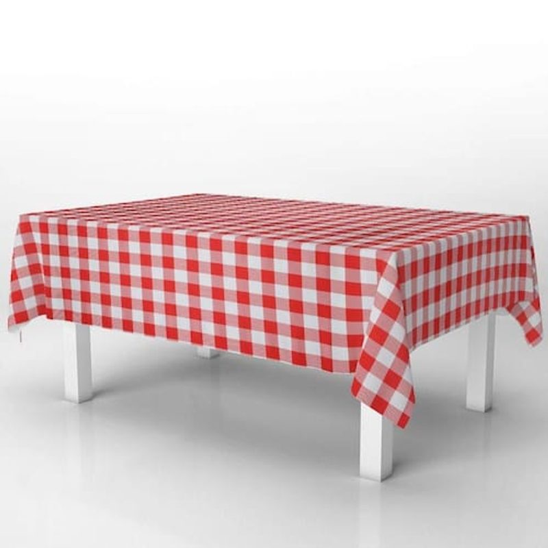 Toalha de Mesa Térmica em PVC Xadrez Vermelho e Branco 1,40m x 1,40m